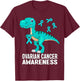 Ovarian Cancer Awareness Teal Ribbon Dinosaur Women Men Kids T-Shirt - T-Shirt | Maroon
