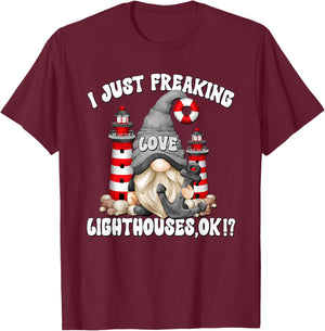 Funny Saying And Men Lighthouse Gnome Graphic T-Shirt - T-Shirt | Maroon