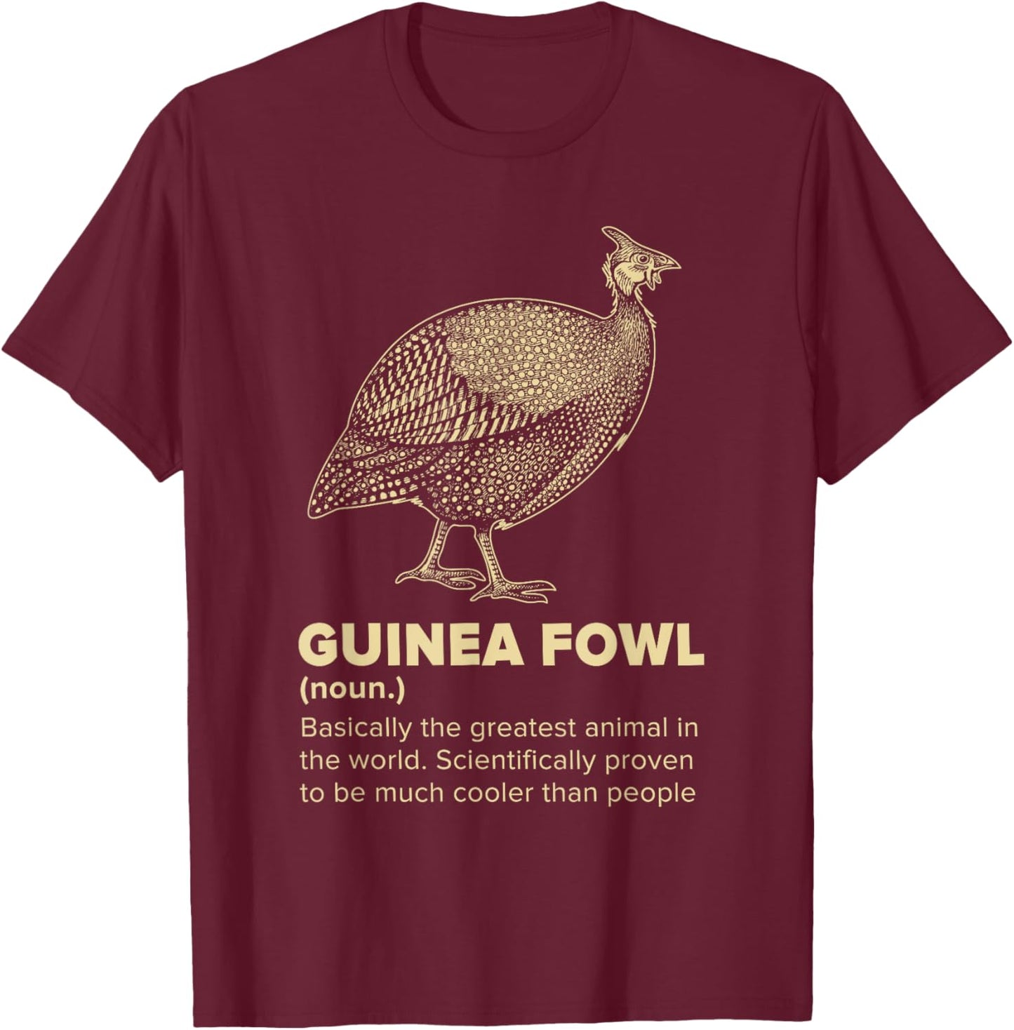 Guinea Fowl Funny Farm Bird Design -Kids Black Cotton Small T-Shirt - T-Shirt | Maroon