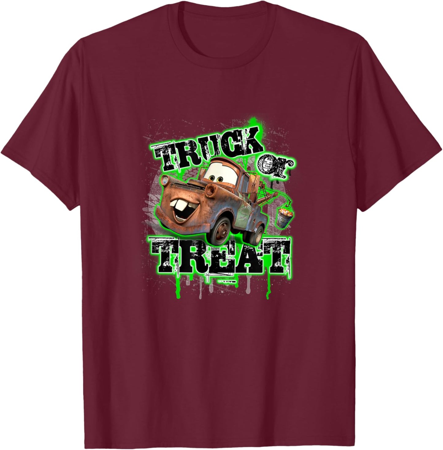 Disney Pixar Cars Halloween Truck Or Treat Mater Portrait T-Shirt - T-Shirt | Maroon