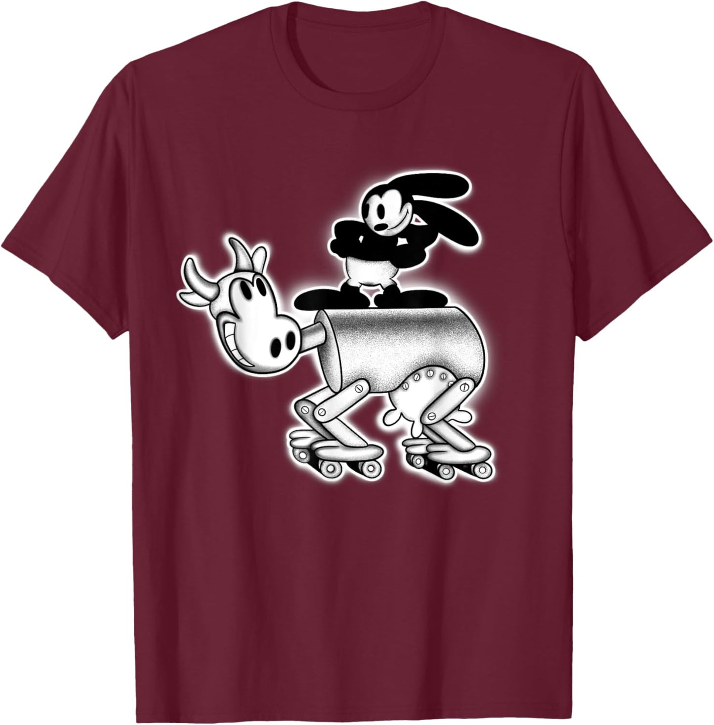Oswald Rabbit in The Mechanical Cow x 1927 Cartoon T-Shirt - T-Shirt | Maroon