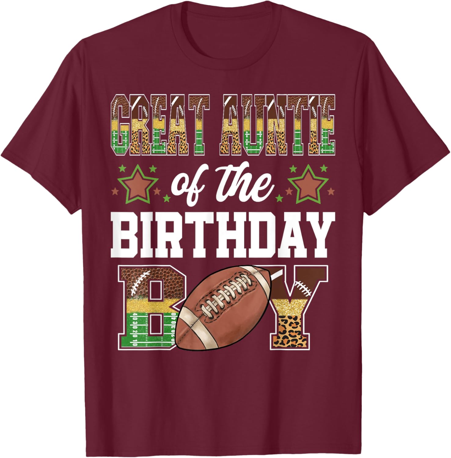 Great Auntie Of The Birthday Boy Football Player Matching T-Shirt - T-Shirt | Maroon