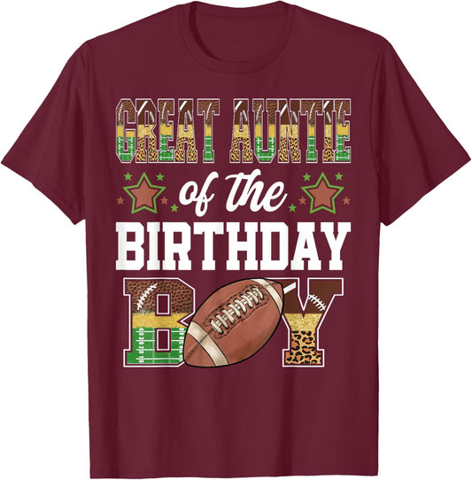 Great Auntie Of The Birthday Boy Football Player Matching T-Shirt - T-Shirt | Maroon