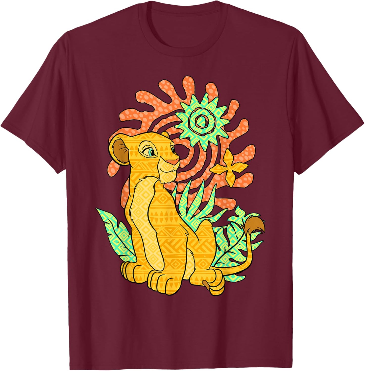 Disney The Lion King Nala Geometric Pattern Portrait T-Shirt - T-Shirt | Maroon