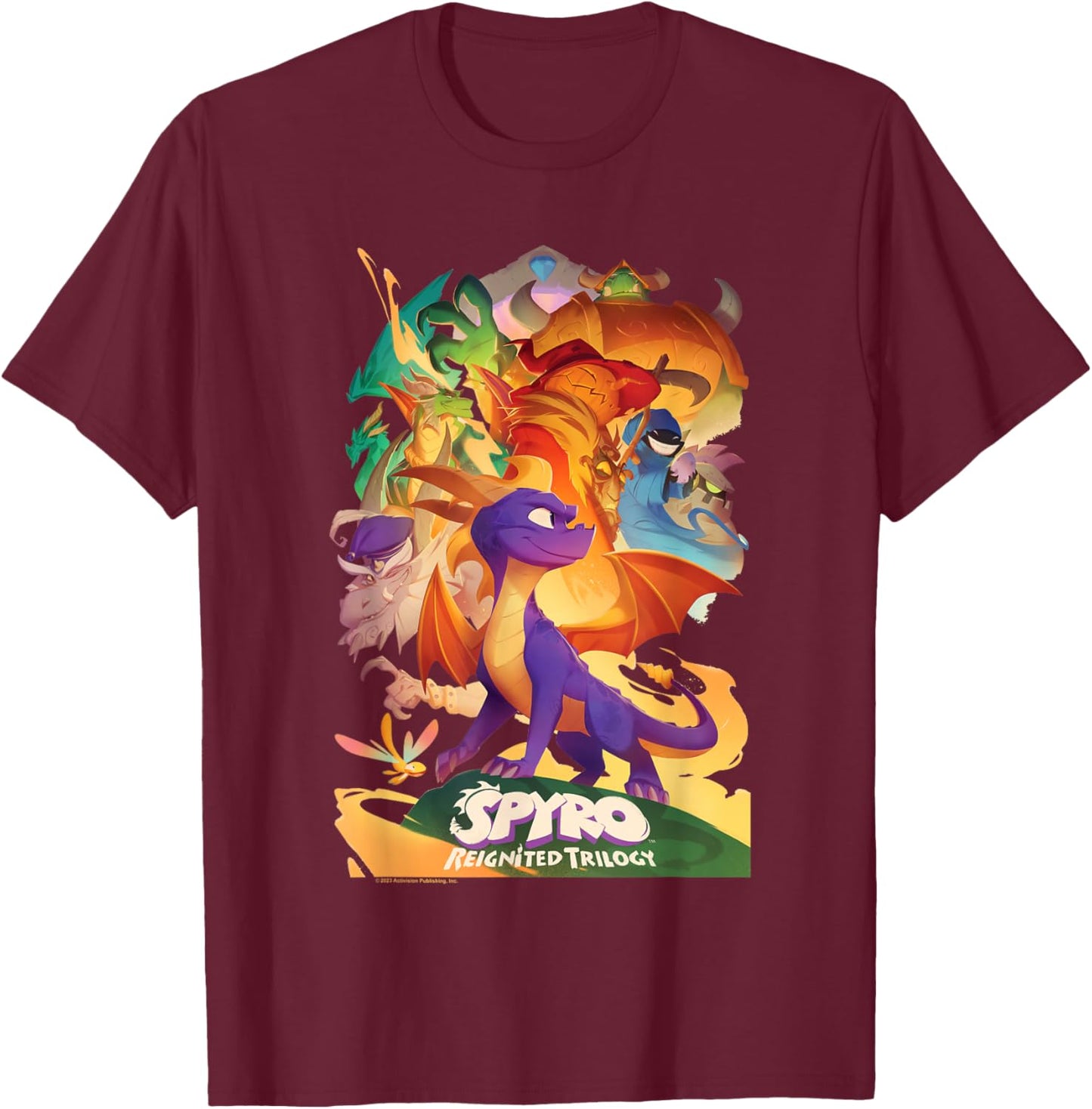 Spyro Reignited Trilogy Mighty Dragon Warrior Game Poster T-Shirt - T-Shirt | Maroon