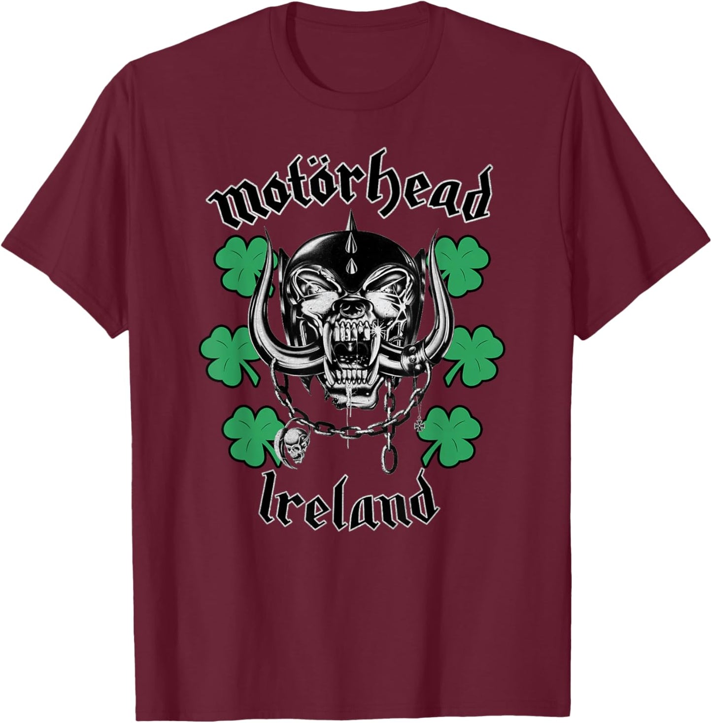 Motörhead Multi Shamrock Warpig Black T-Shirt - T-Shirt | Maroon