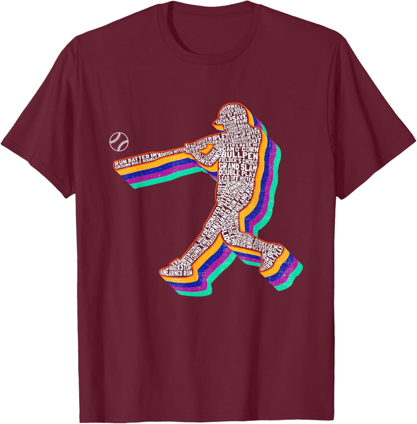 Retro Baseball Player Kids Boys Youth Teens T-Shirt - T-Shirt | Maroon