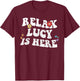 Retro Groovy Relax LUCY Is Here Funny Mother's Day Name T-Shirt - T-Shirt | Maroon