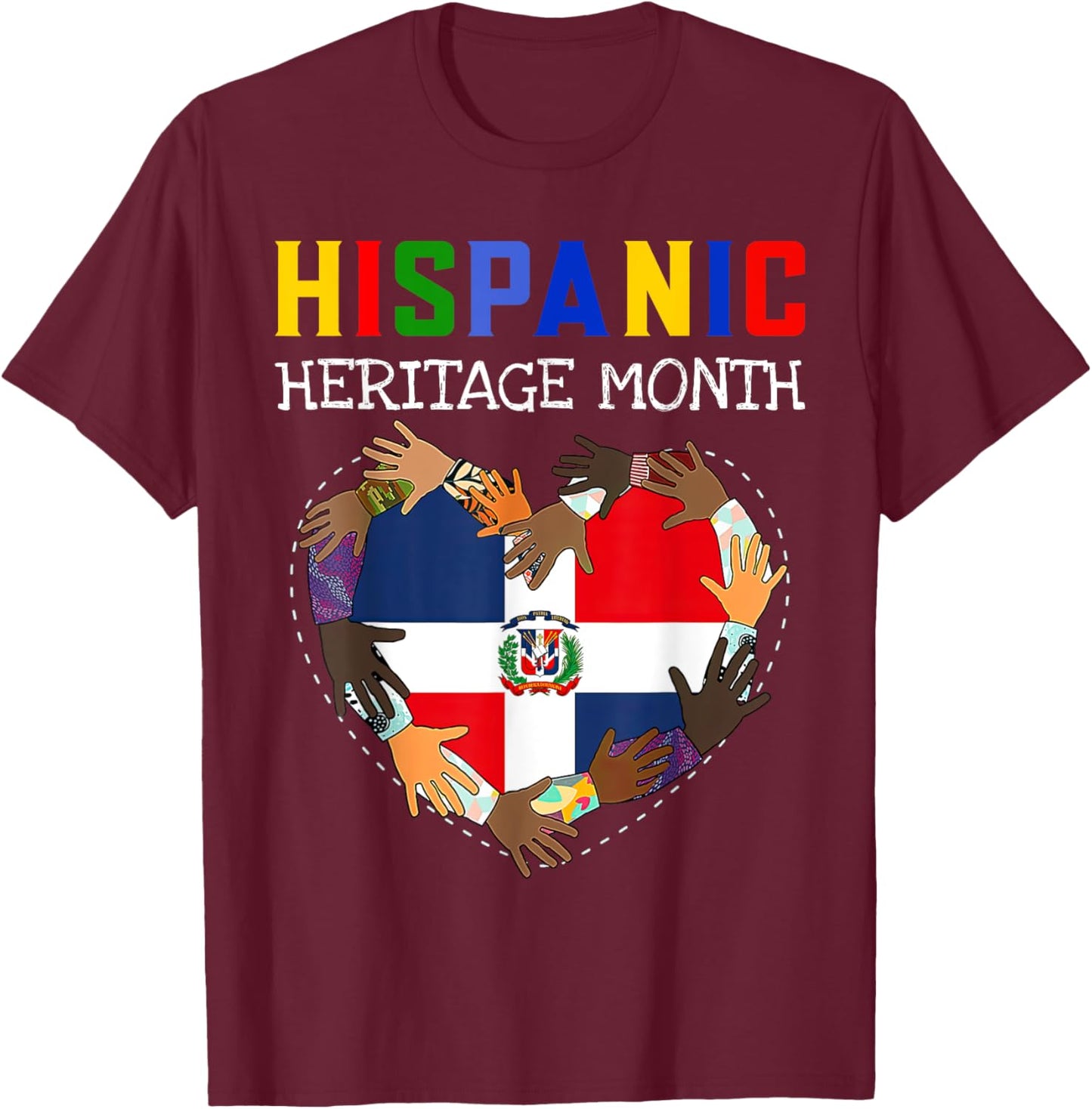 Hispanic Heritage Month Dominican Kids Boys Girls T-Shirt - T-Shirt | Maroon