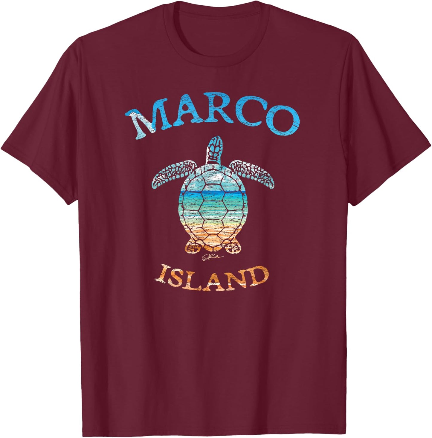 JCombs: Marco Island, FL, Sea Turtle and Beach T-Shirt - T-Shirt | Maroon