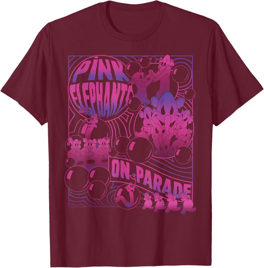 Disney Dumbo Pink Elephants On Parade Small T-Shirt - T-Shirt | Maroon