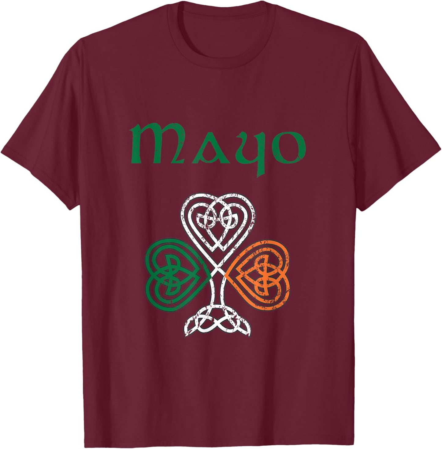 County Mayo Shamrock Ireland Flag, craic and ceol T-Shirt - T-Shirt | Maroon