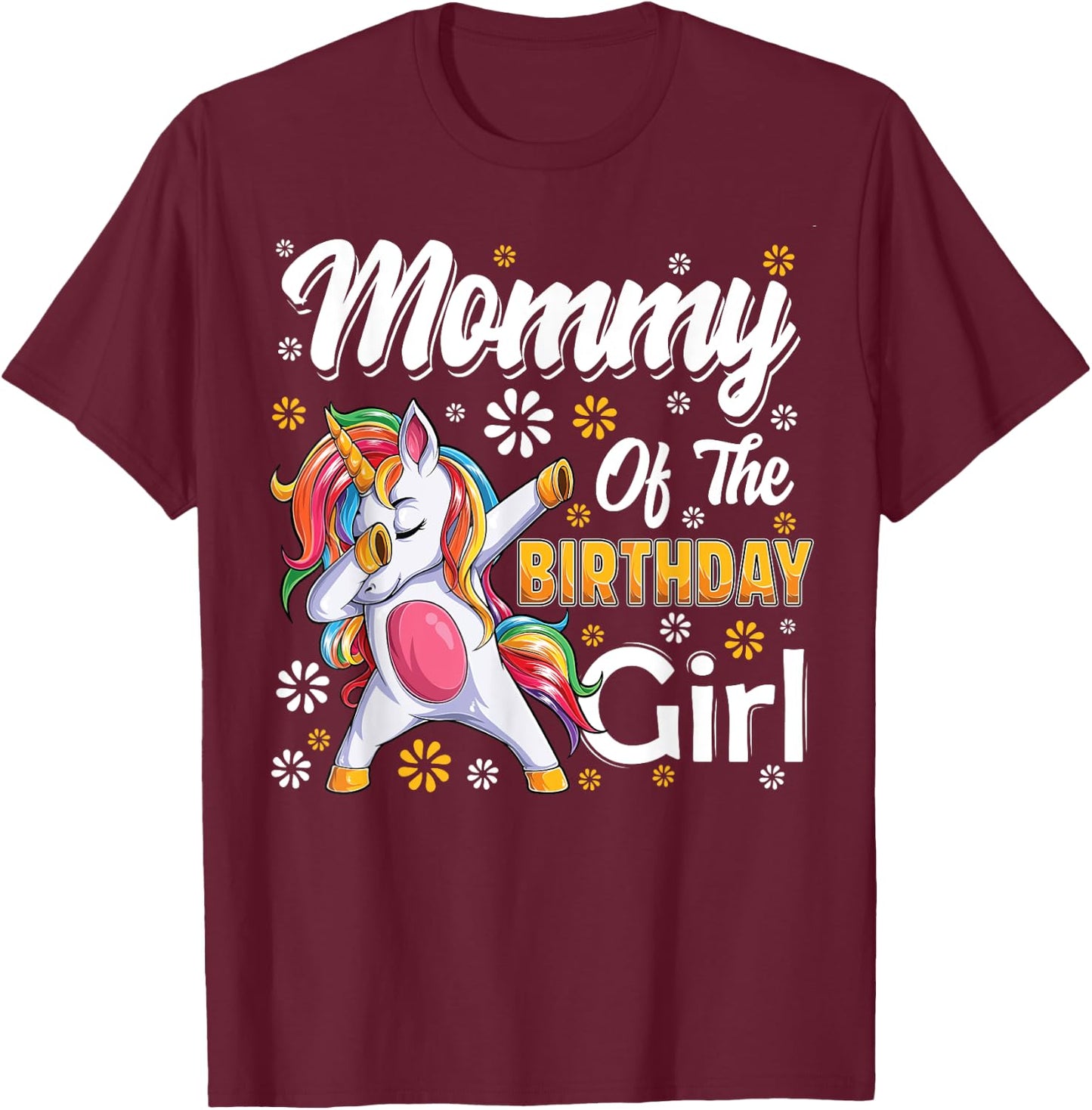 awesome dabbing unicorn birthday Mommy Family Matching T-Shirt - T-Shirt | Maroon