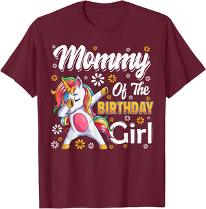 awesome dabbing unicorn birthday Mommy Family Matching T-Shirt - T-Shirt | Maroon