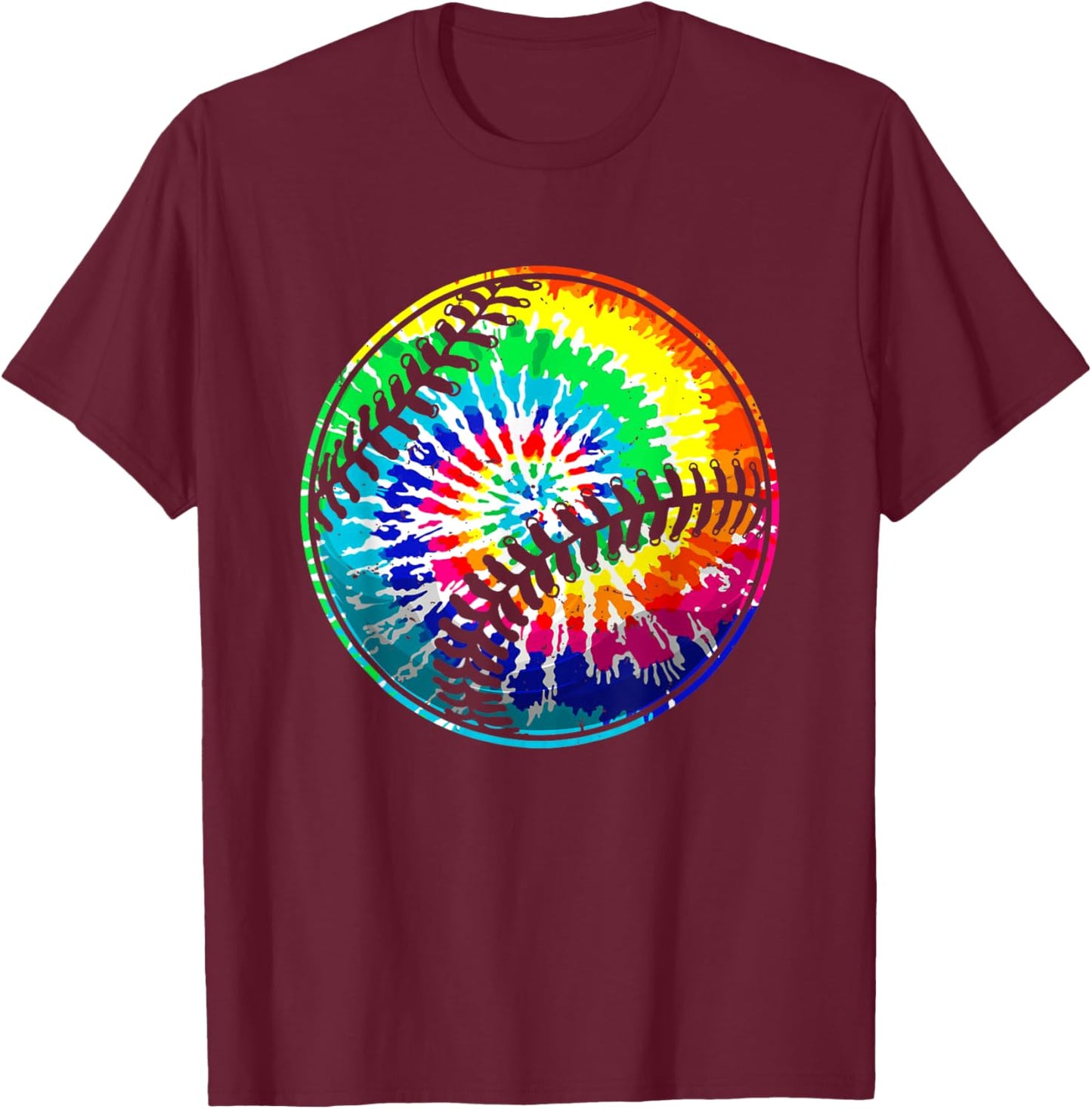 Tie Dye Funny Baseball Lover Player Outfit For Boys Youth T-Shirt - T-Shirt | Maroon