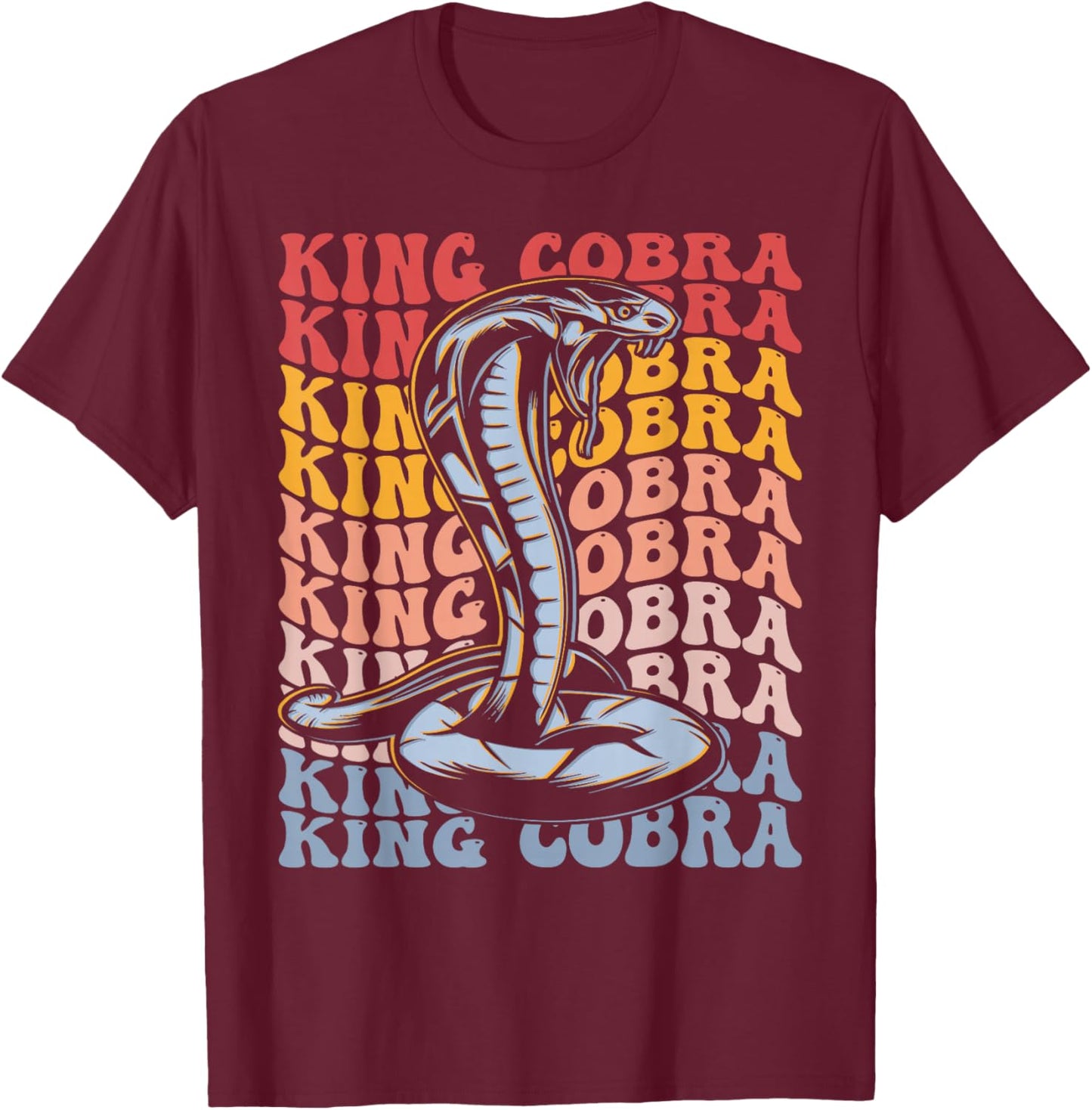 King Cobra Groovy Vintage Snake T-Shirt - T-Shirt | Maroon
