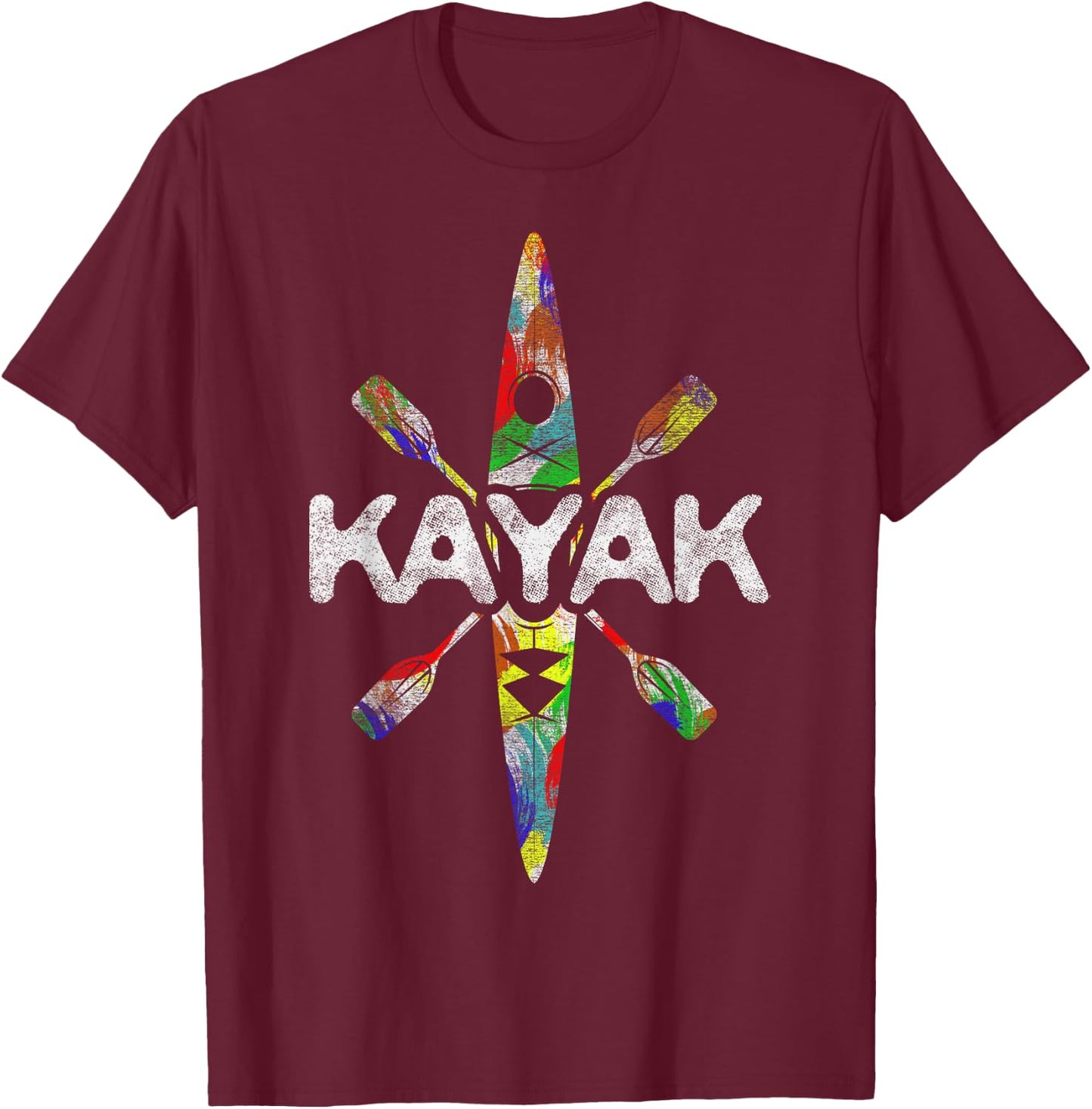 Colorful Kayak Kayaking Kayaks Canoeing Paddling Vacation T-Shirt - T-Shirt | Maroon
