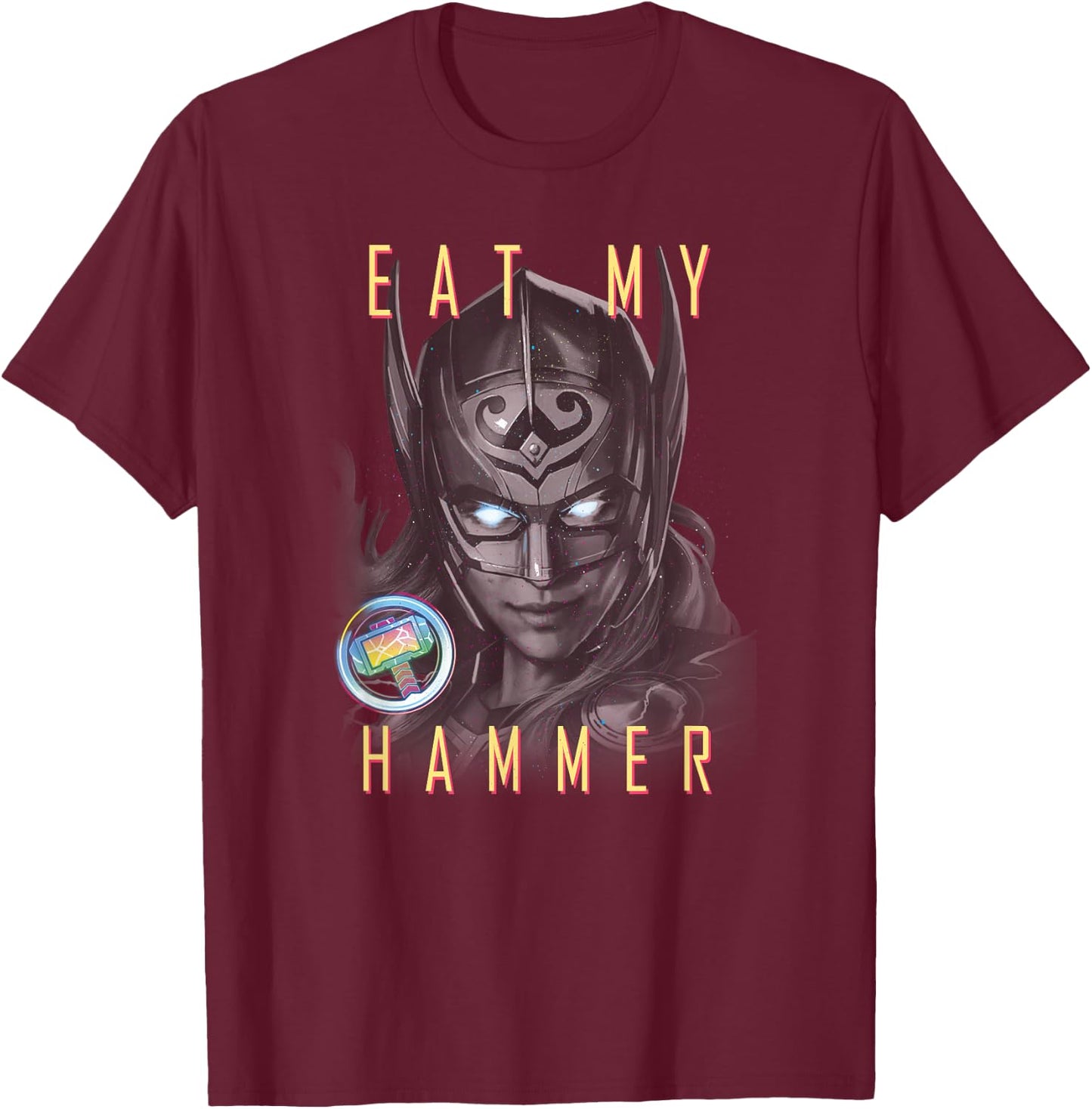 Marvel Thor: Love and Thunder Lady Thor Eat My Hammer T-Shirt - T-Shirt | Maroon