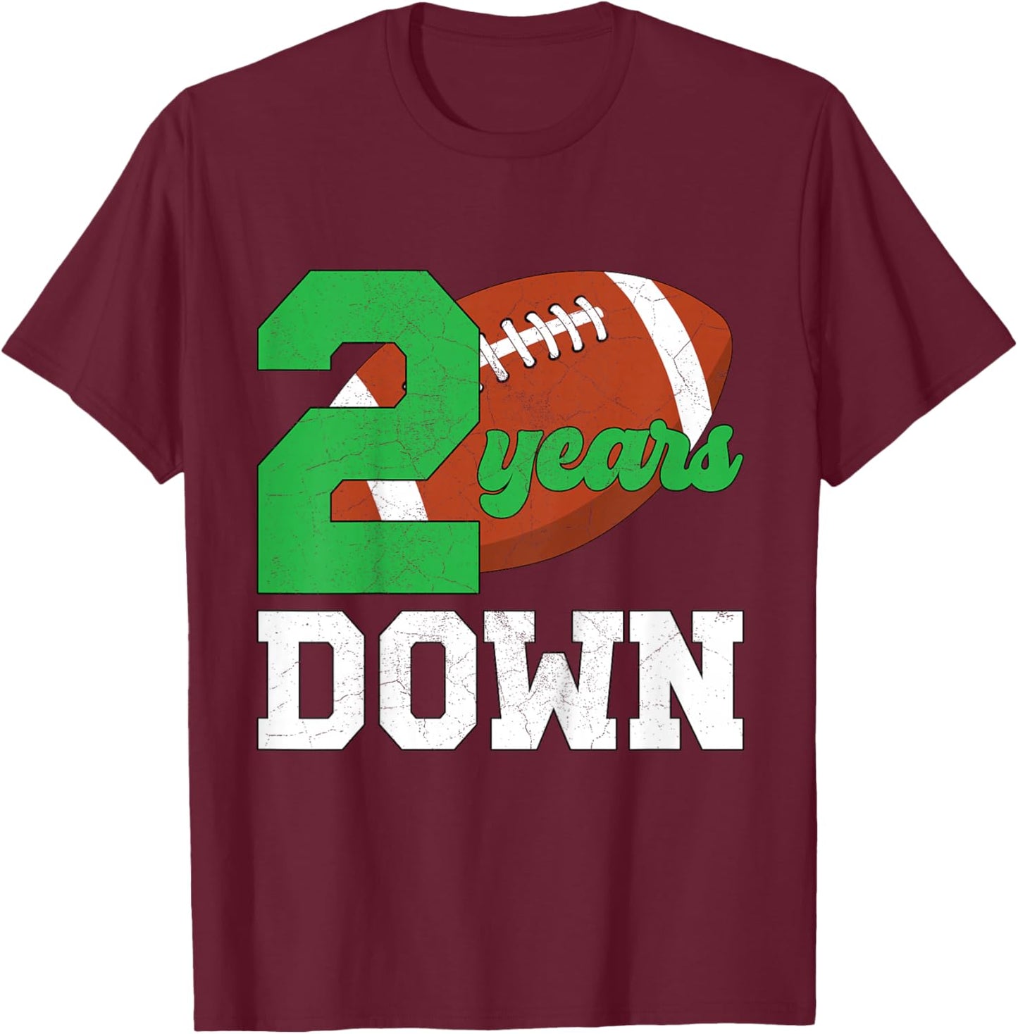 Kids 2nd Birthday Party Football Boy Two Year Old Football Player T-Shirt - T-Shirt | Maroon