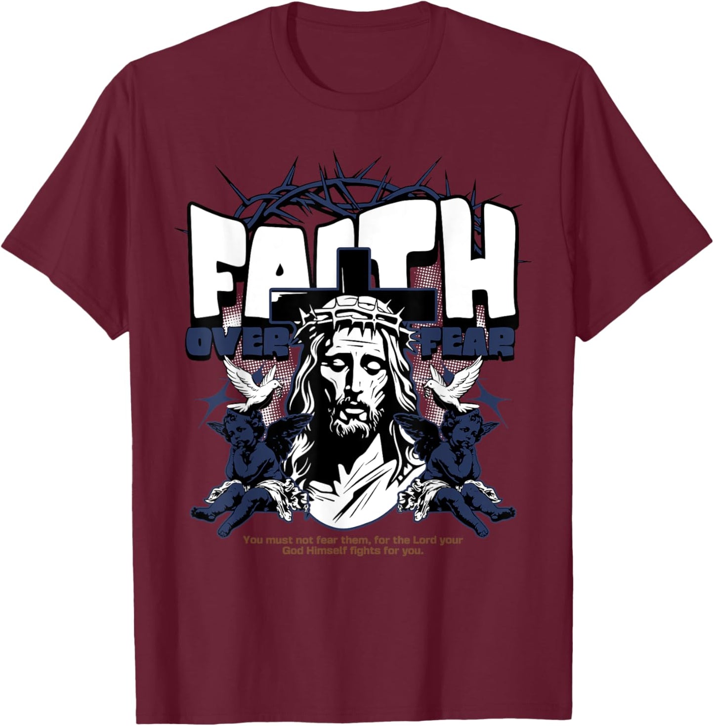 Faith Over Fear Midnight Navy 13s Matching Women T-Shirt - T-Shirt | Maroon