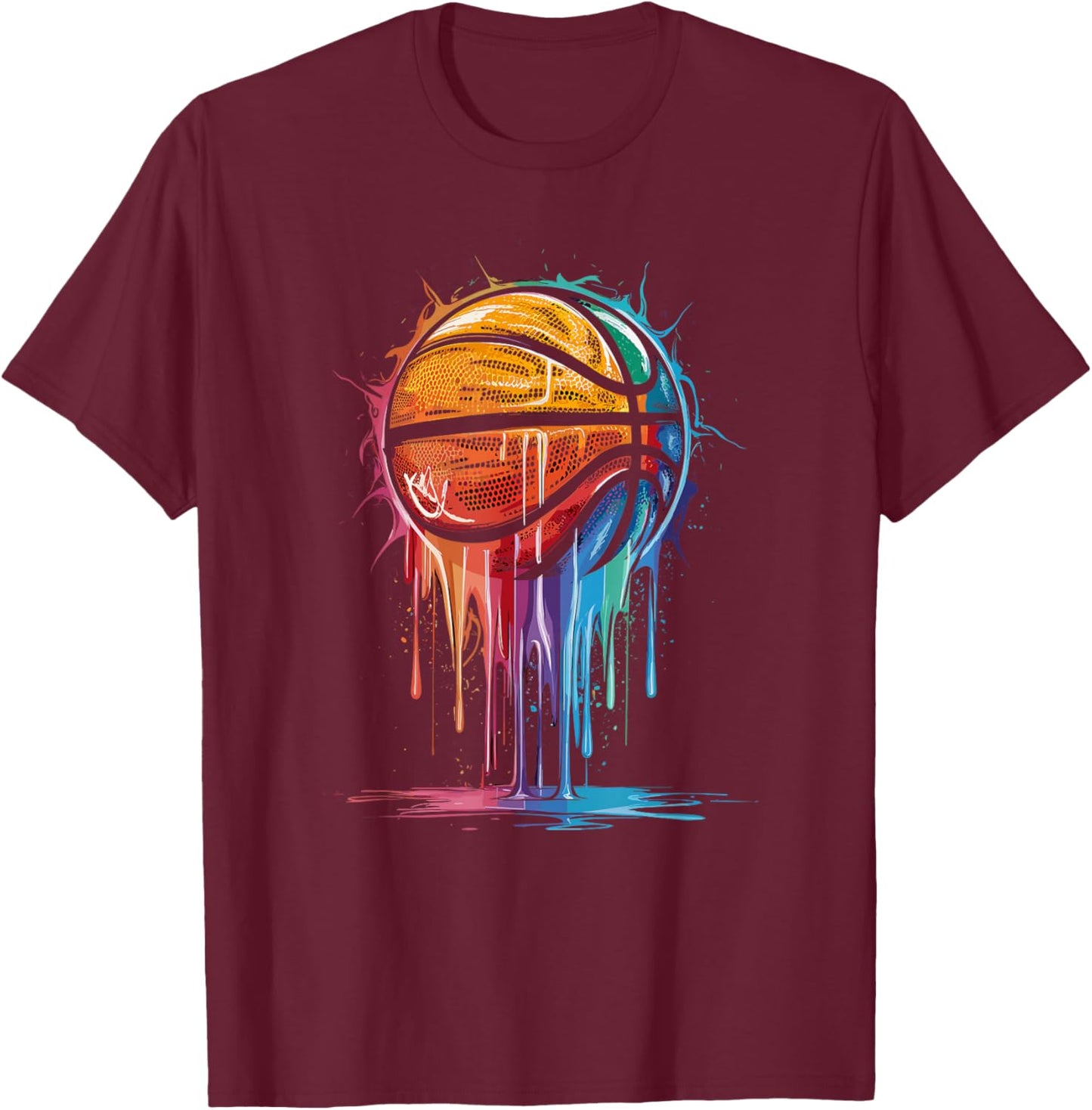 Colorful Basketball Player Hoop Basket T-Shirt - T-Shirt | Maroon