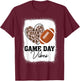 Game Day Vibes - American Football Lover Leopard Football T-Shirt - T-Shirt | Maroon