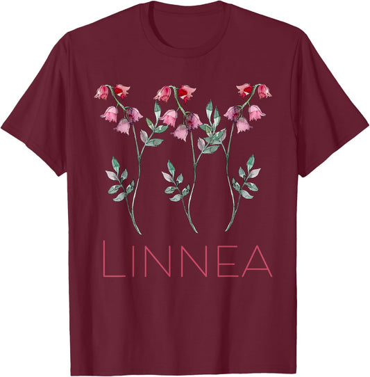 Linnea Flower Twinflower Wildflower Pink Flowers T-Shirt - T-Shirt | Maroon
