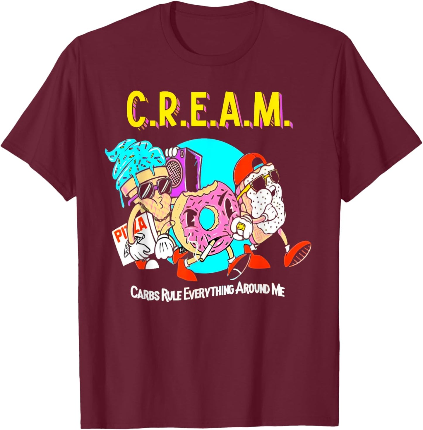 Carbs Rule Everything Around Me Fitness - Men's Gym Weightlifting Bodybuilding - Black - X-Small - Short Sleeve - Regular Fit - Cotton, Polyester - Unique Humorous Fitness Design T-Shirt - T-Shirt | Maroon