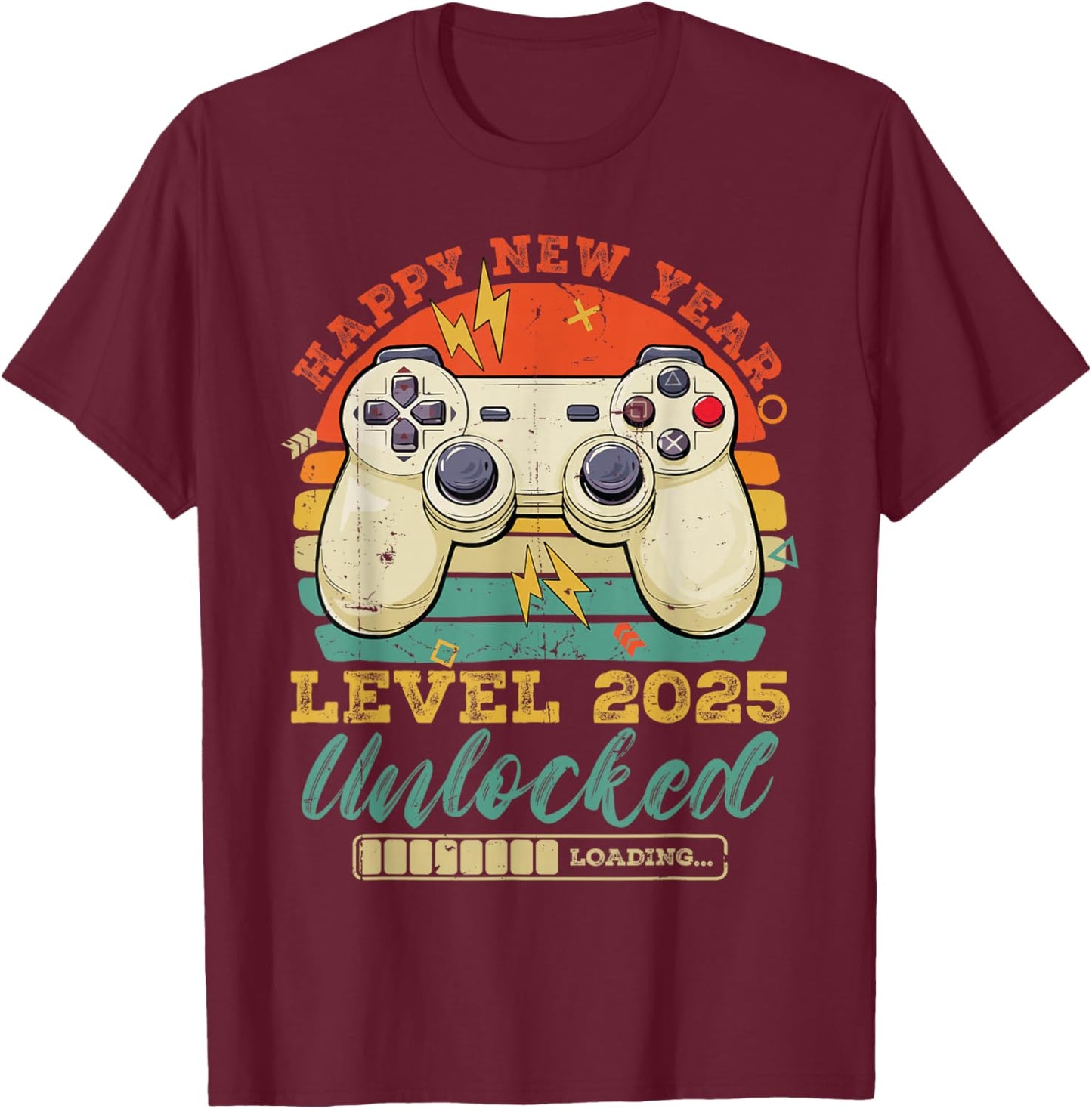 Happy New Year Level 2025 Unlocked New Years Eve Party Boys T-Shirt - T-Shirt | Maroon