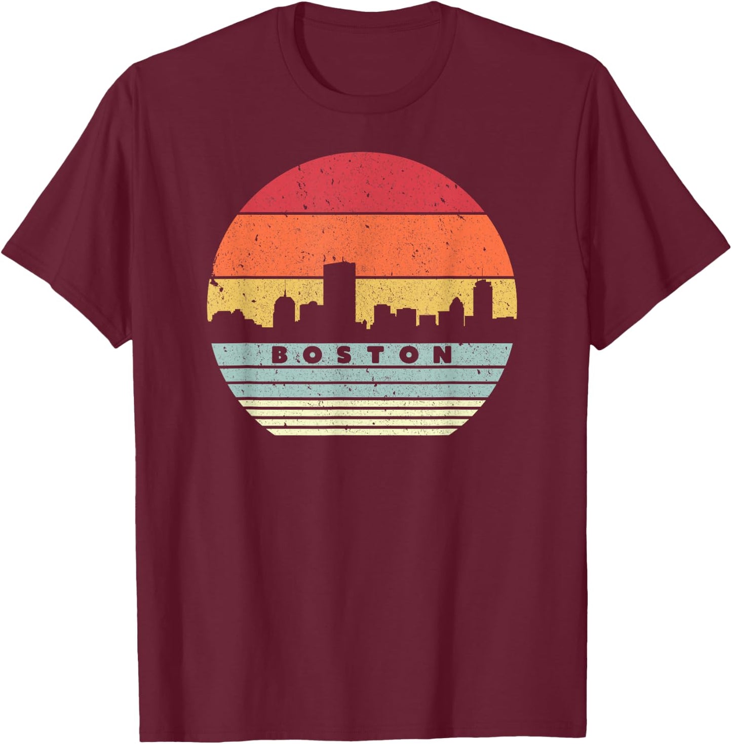 Boston Souvenir Shirt. Retro Style USA Skyline T-Shirt - T-Shirt | Maroon