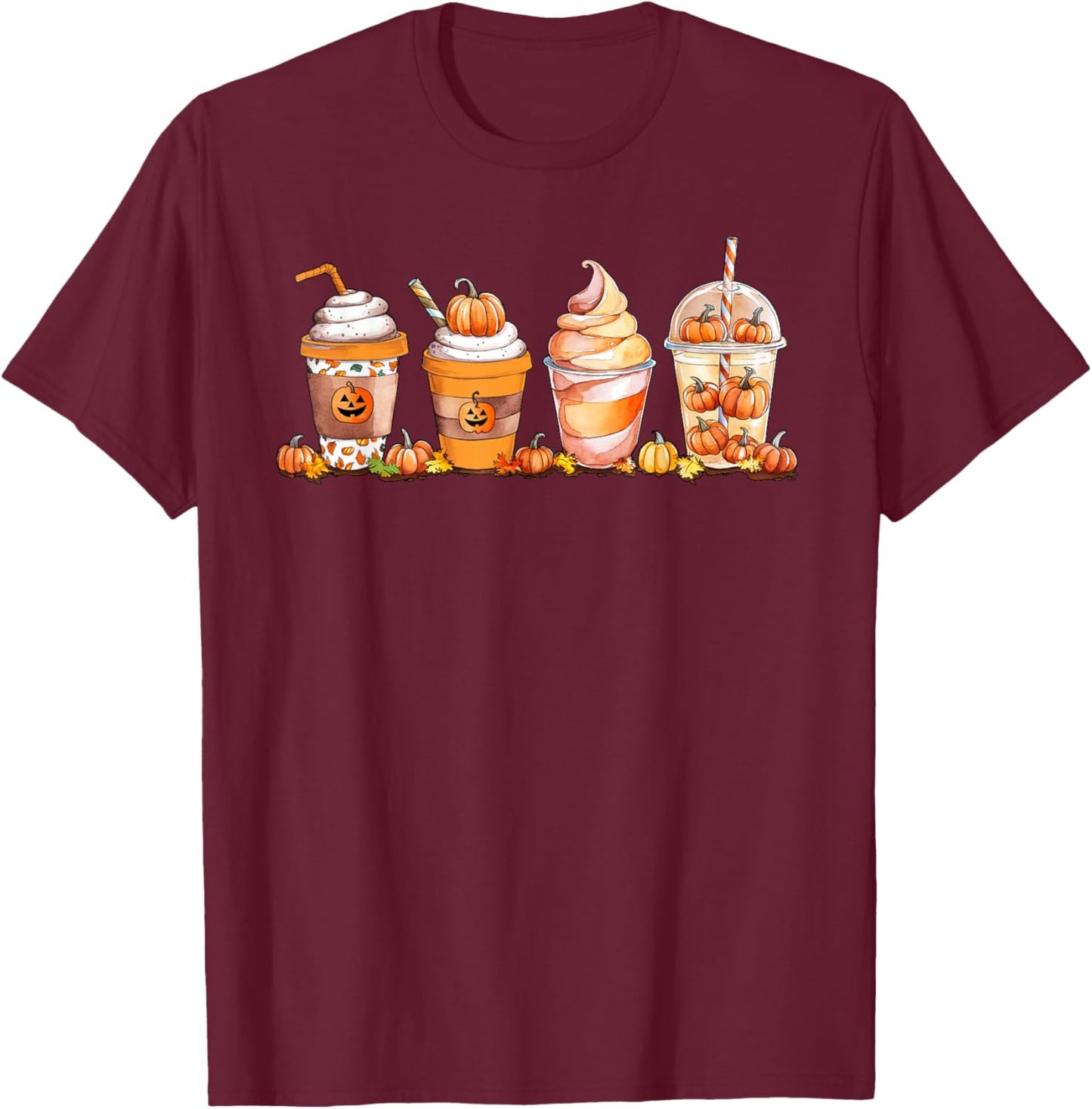Pumpkin Spice Latte, Fall Coffee, Pumpkin Spice Thanksgiving T-Shirt - T-Shirt | Maroon