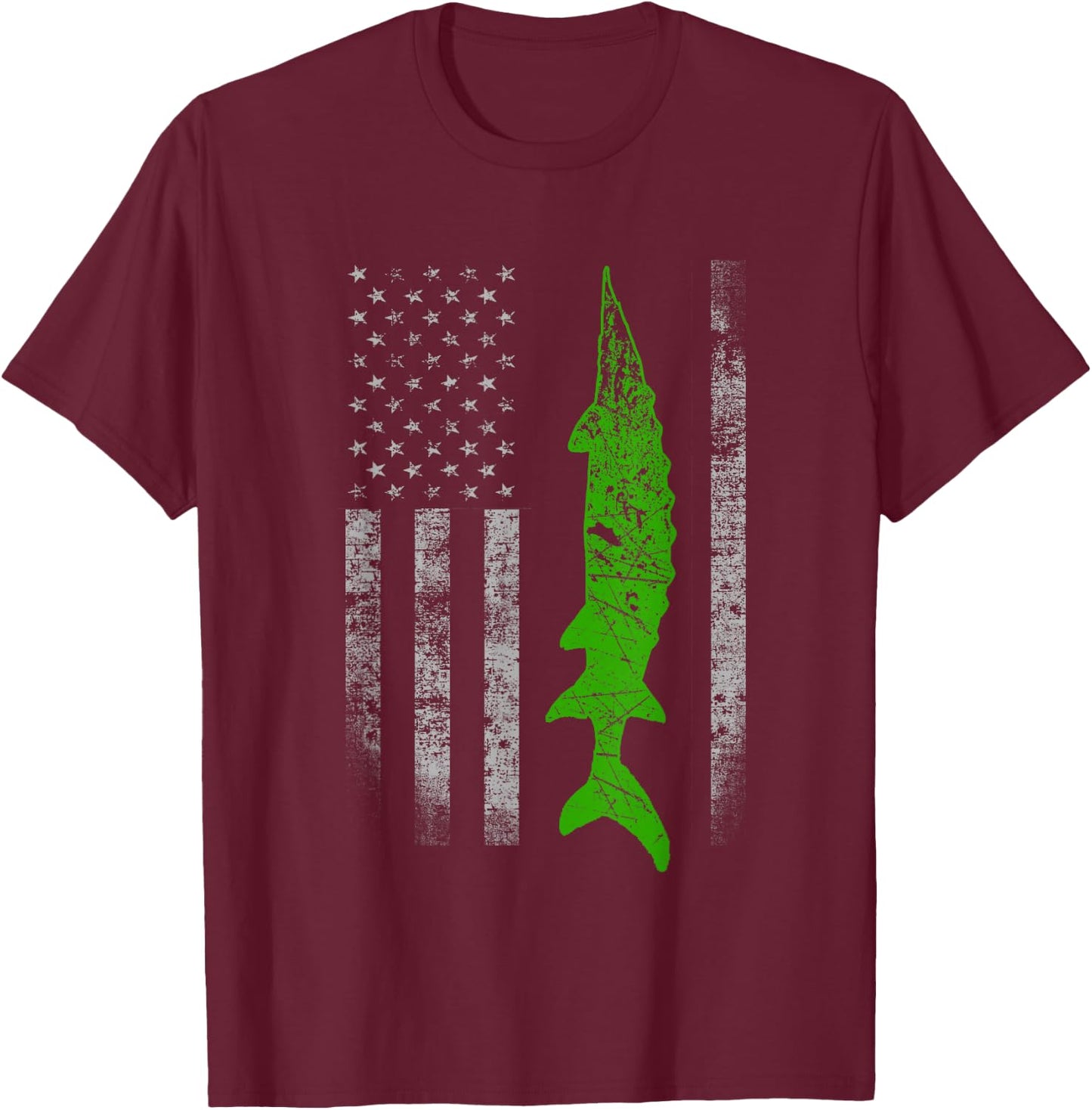 Sturgeon Flag - Cool Sturgeon Fishing T-Shirt - T-Shirt | Maroon