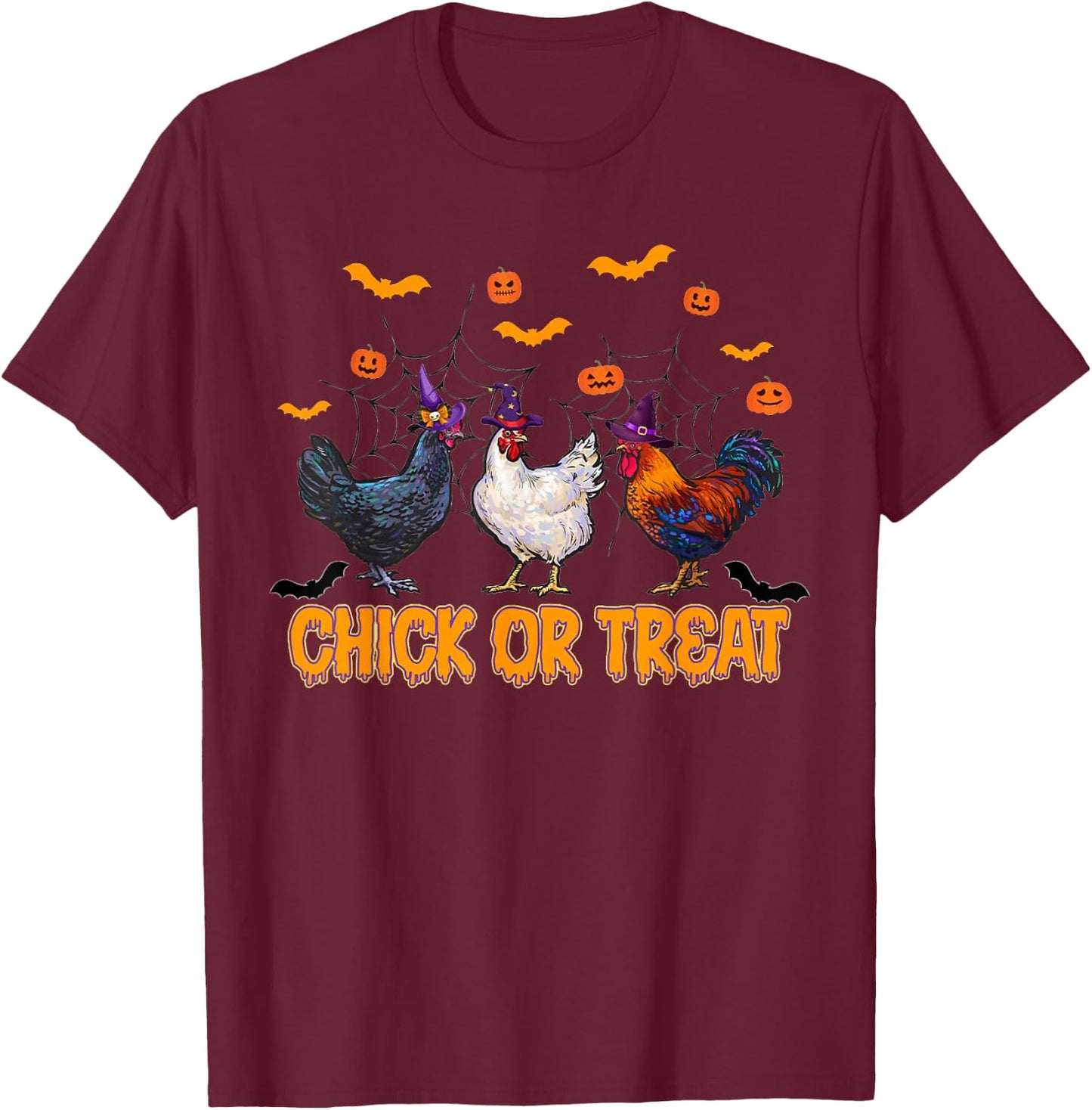 Cute Chicken Halloween Chick Or Treat T-Shirt - T-Shirt | Maroon