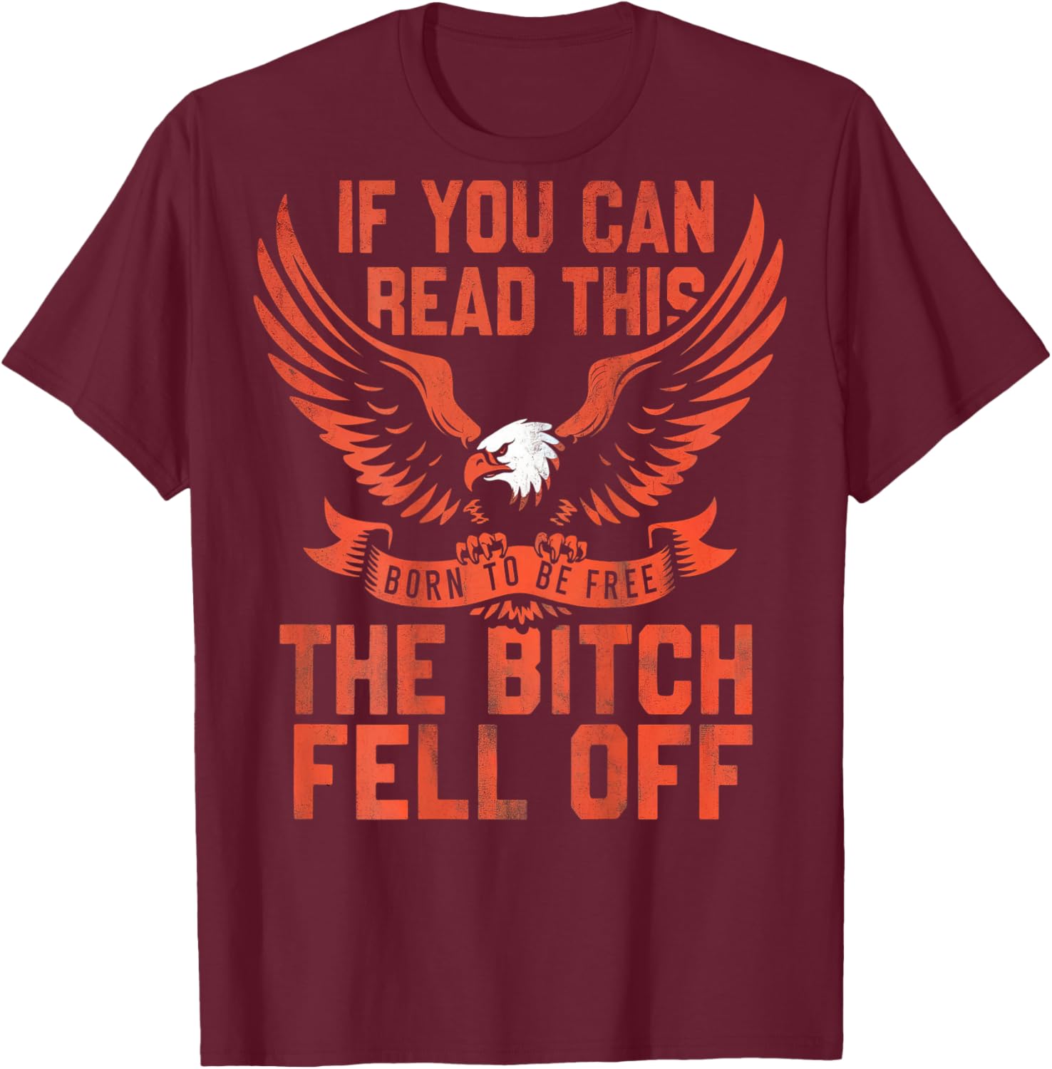If You Can Read This The Bitch Fell Off Biker Back Print T-Shirt - T-Shirt | Maroon