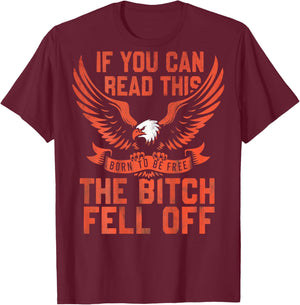 If You Can Read This The Bitch Fell Off Biker Back Print T-Shirt - T-Shirt | Maroon