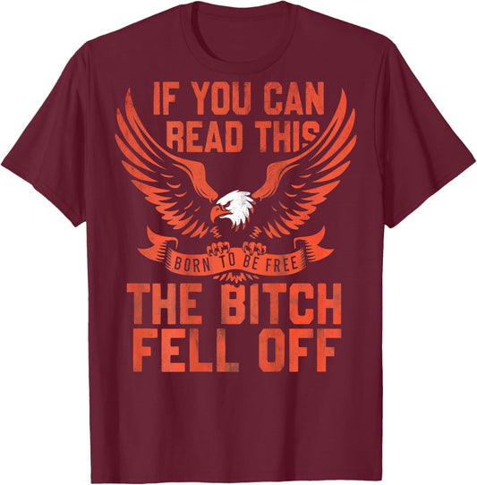 If You Can Read This The Bitch Fell Off Biker Back Print T-Shirt - T-Shirt | Maroon