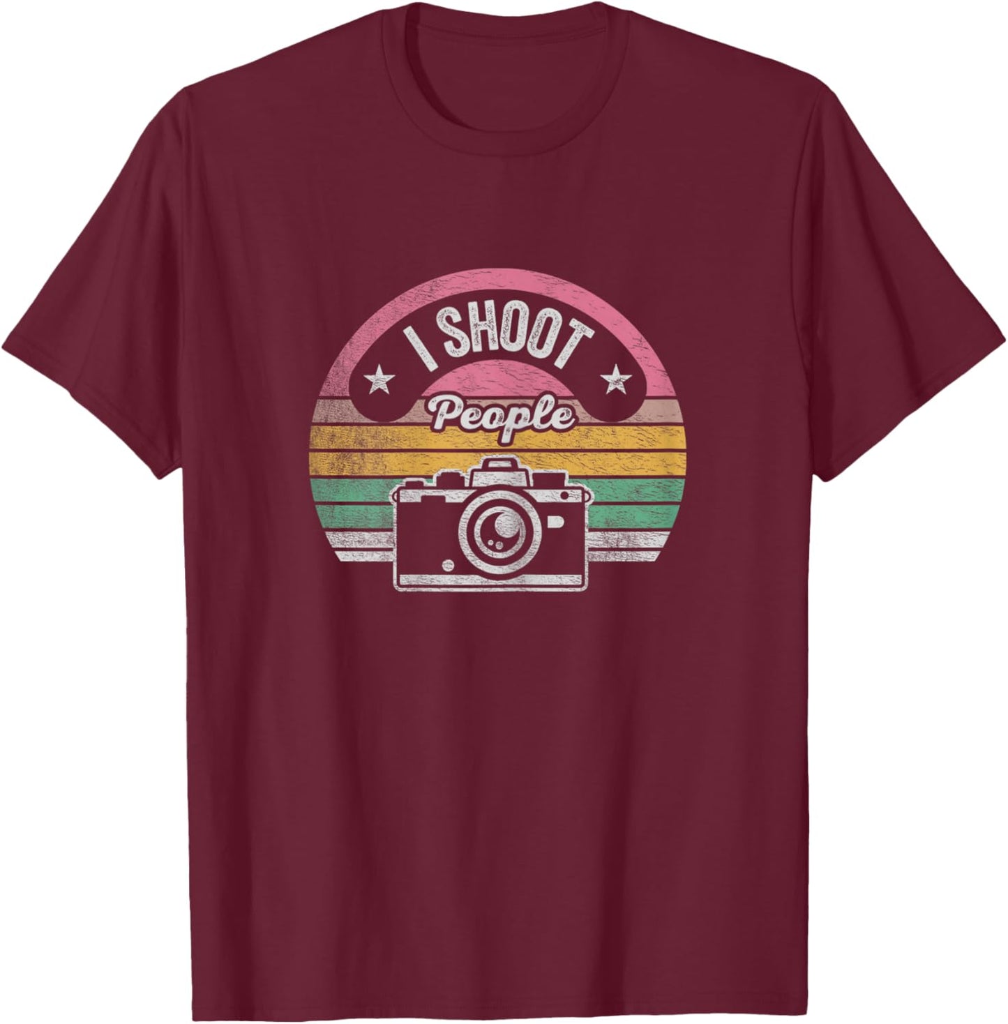 Retro Vintage Funny Photographer Camera Shirt I Shoot People T-Shirt - T-Shirt | Maroon