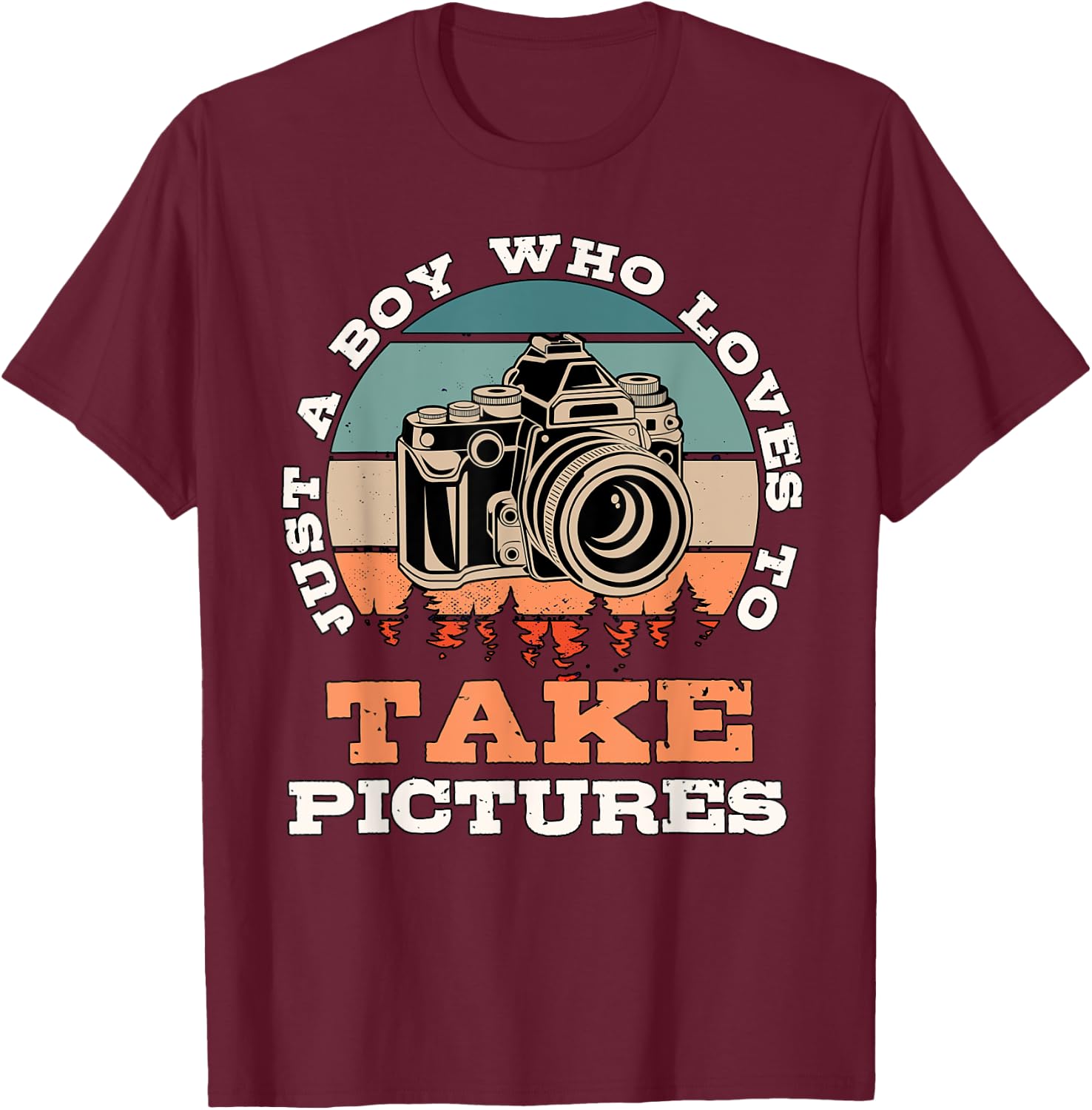 Boy Who Loves To Take Pictures Photographer Photography T-Shirt - T-Shirt | Maroon