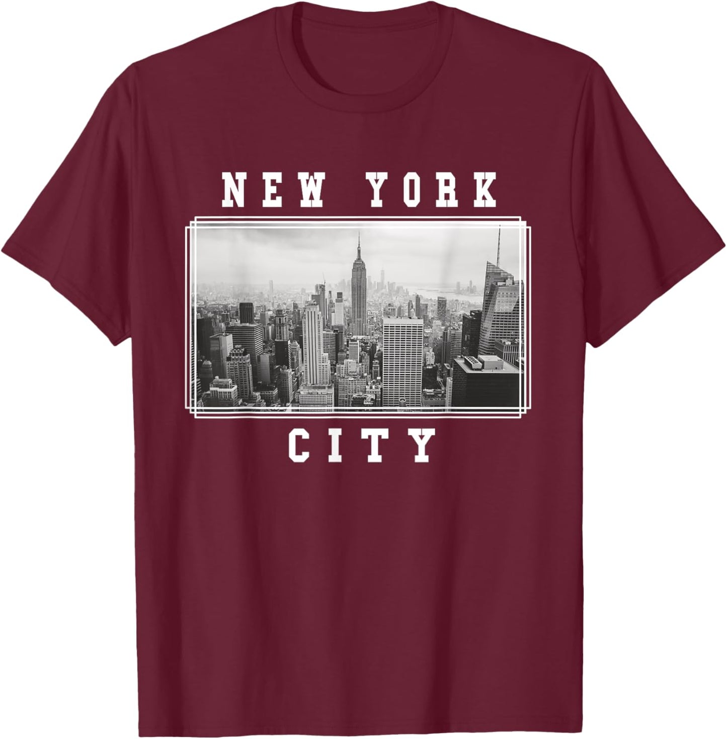 New York City Photograph Skyline New York Souvenir T-Shirt - T-Shirt | Maroon