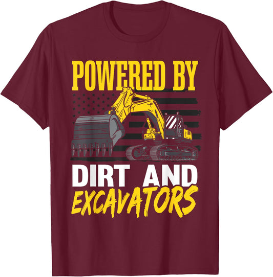 Toddler Construction Vehicle Excavator T-Shirt - T-Shirt | Maroon