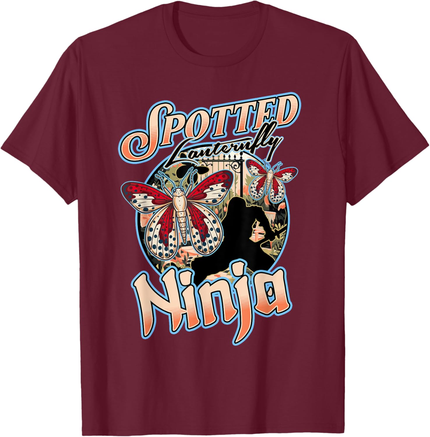 Spotted Lanternfly Trap Ninja Warrior Assassin Lantern Fly T-Shirt - T-Shirt | Maroon