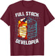 Full Stack Developer Funny Pancake Web Coder Programmer Gift T-Shirt - T-Shirt | Maroon