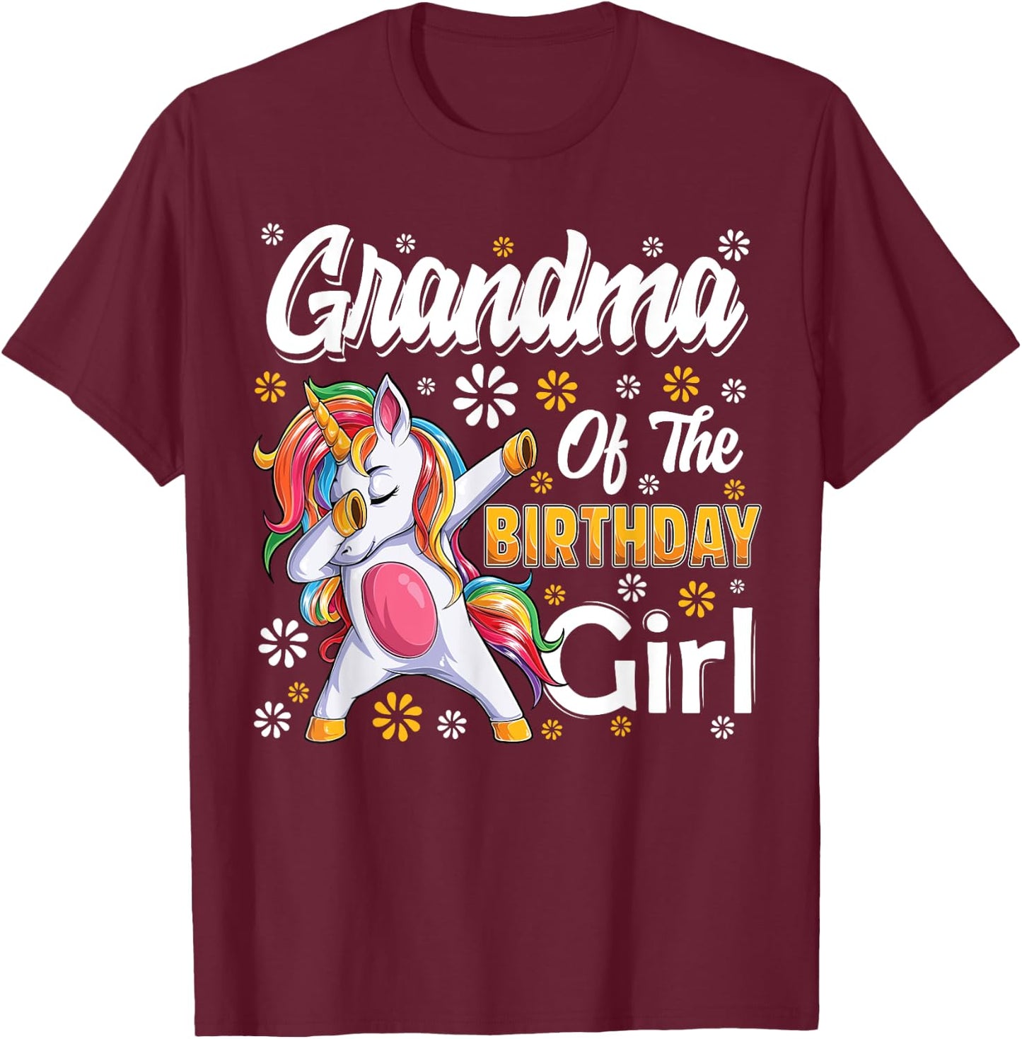 awesome dabbing unicorn birthday Grandma Family Matching T-Shirt - T-Shirt | Maroon