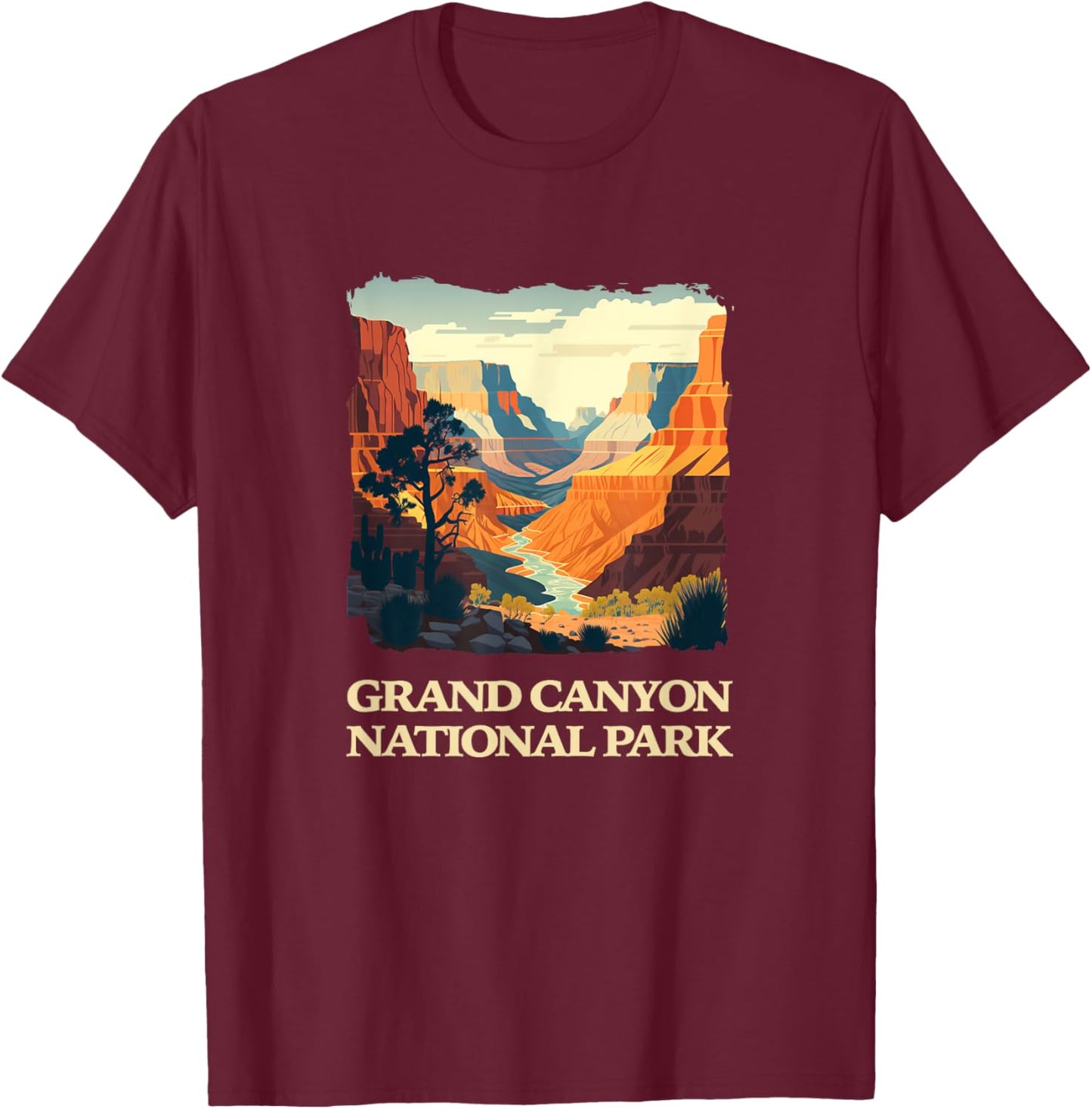 Grand Canyon National Park Arizona Designs -Adults, -Kids Black Short Sleeve Classic Fit Small T-Shirt - T-Shirt | Maroon
