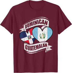 Dominican Guatemalan Heart Dominican Republic Guatemala Flag T-Shirt - T-Shirt | Maroon