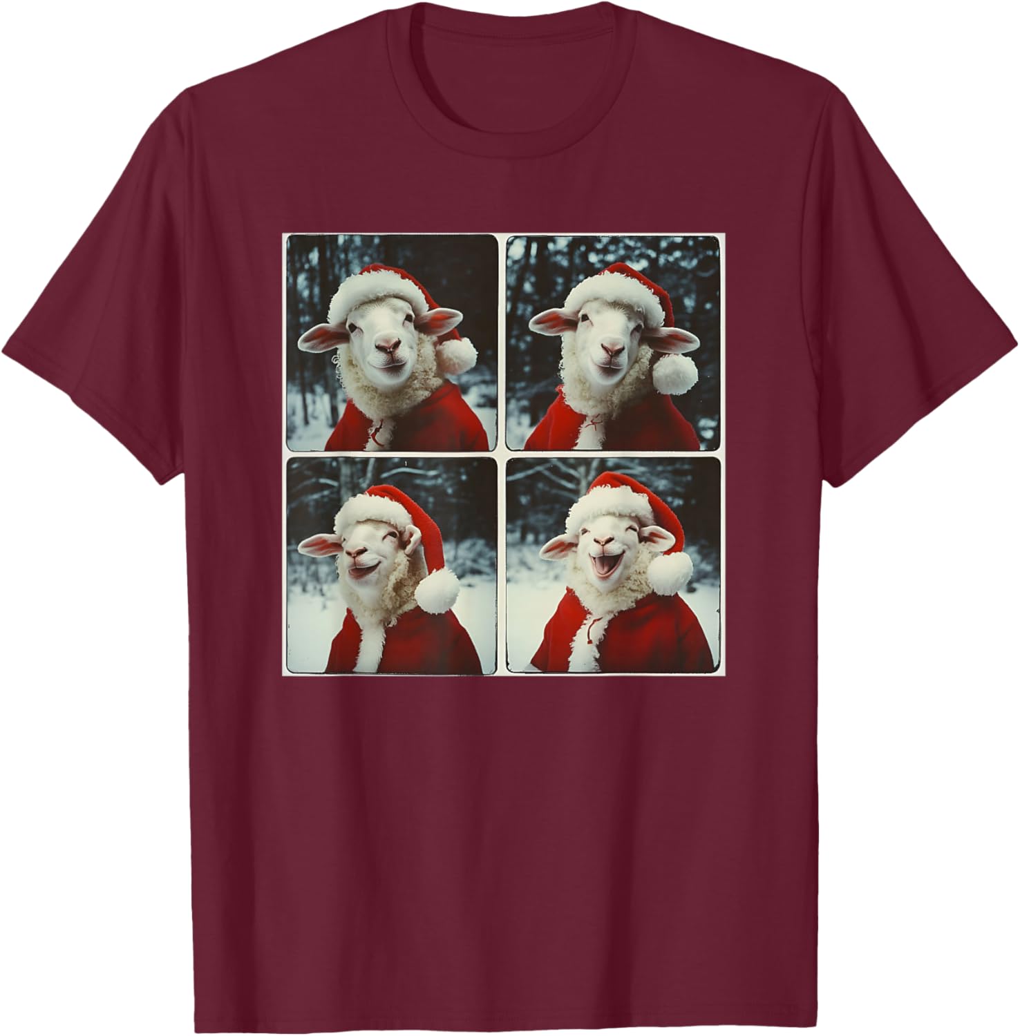 Sheep Santa Christmas Farm Animal T-Shirt - T-Shirt | Maroon