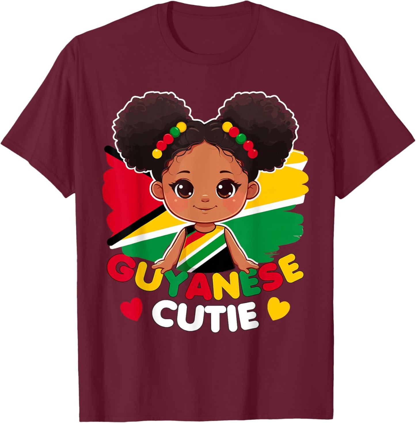 Guyanese Cute Guyana Flag Princess, Toddler, Kids, Girls T-Shirt - T-Shirt | Maroon