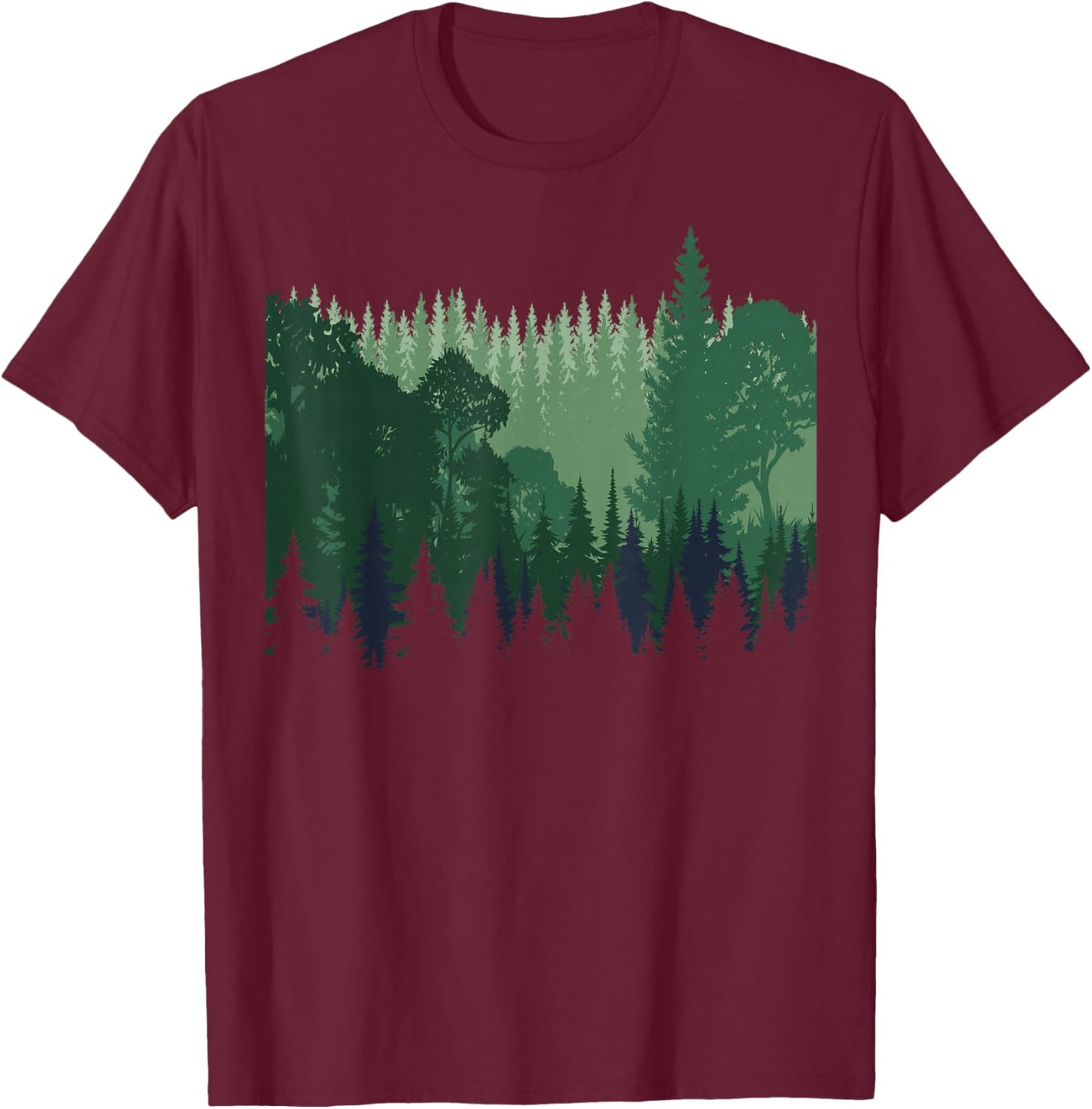 Nature Trees and Forest T-Shirt - T-Shirt | Maroon