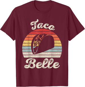 Vintage Retro Taco Belle Shirt Men Funny Taco T-Shirt - T-Shirt | Maroon