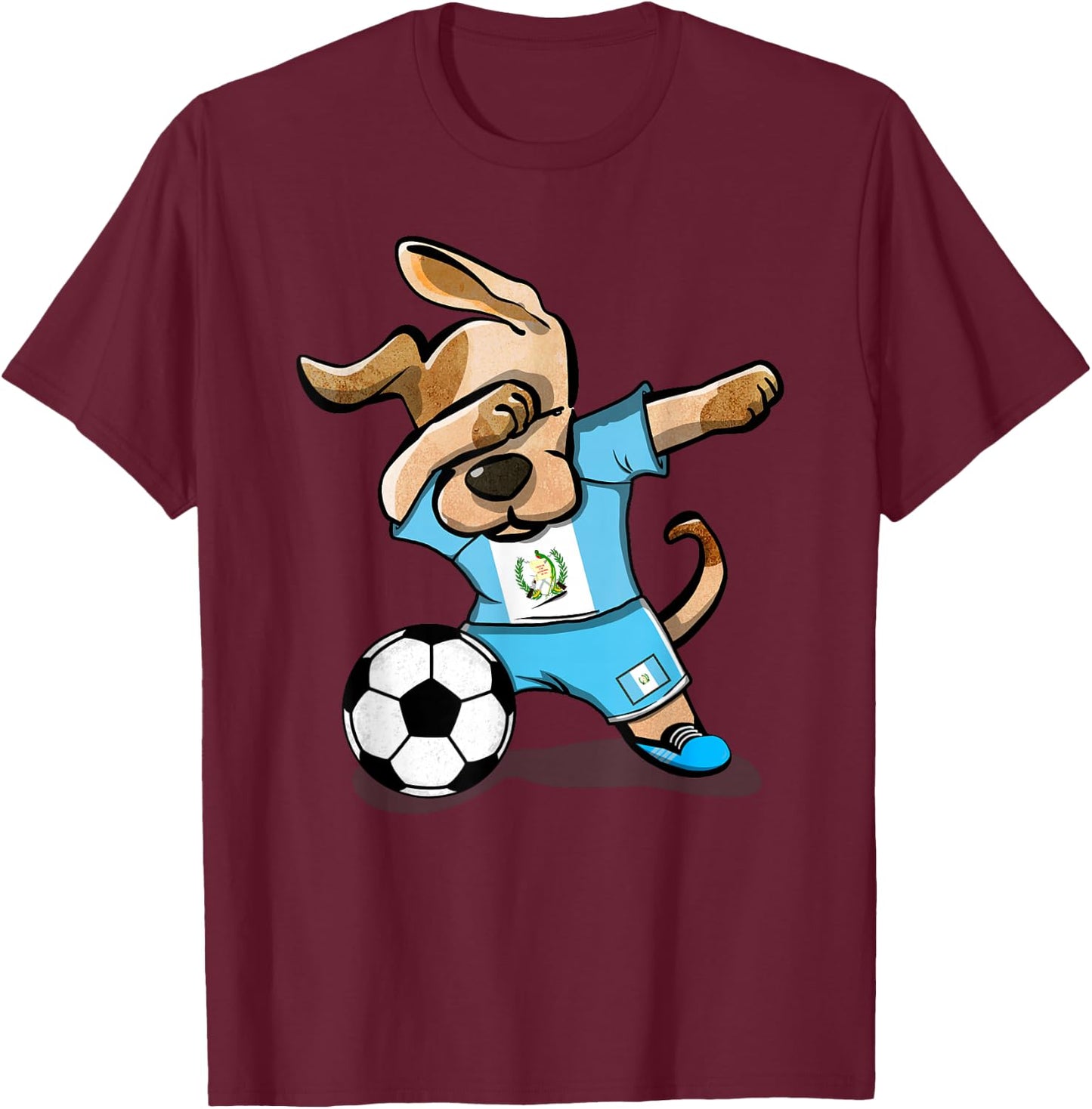 Dabbing Dog Guatemala Soccer Guatemalan Flag Football Lovers T-Shirt - T-Shirt | Maroon